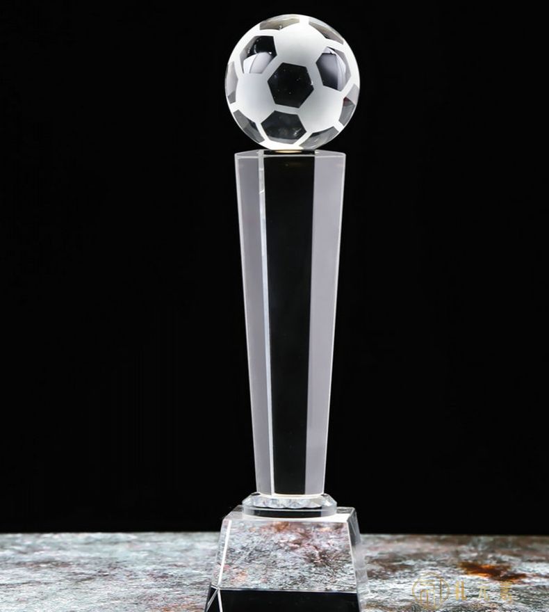 六角柱足球水晶奖杯