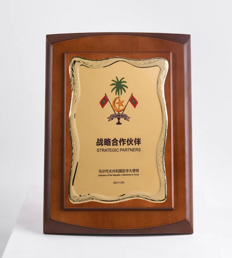 22*27直边圆胡桃木奖牌（4284金属框）