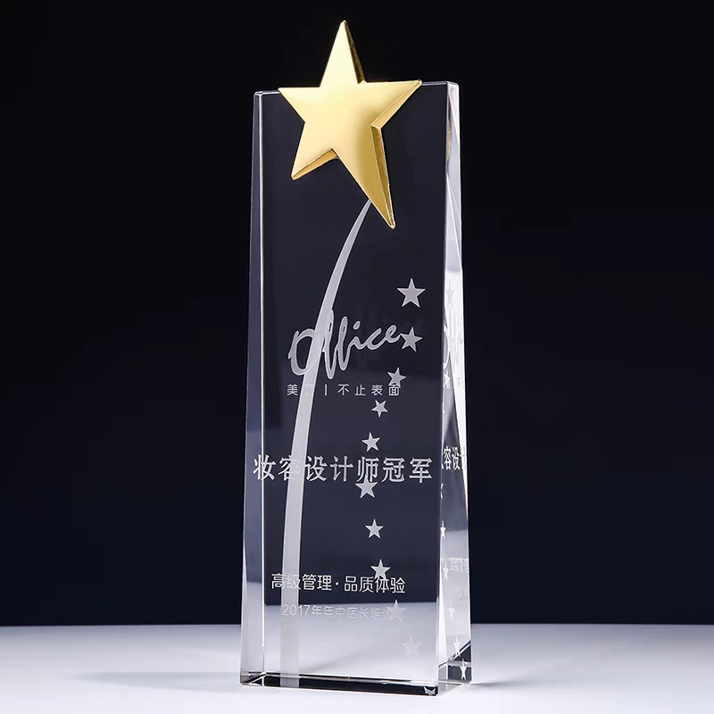 8x22斜面板水晶奖杯金 银 铜星(图7)