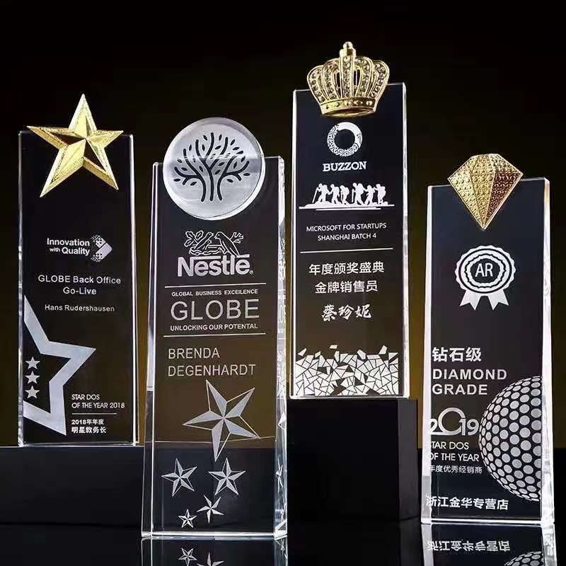 8x22斜面板水晶奖杯金 银 铜星(图8)