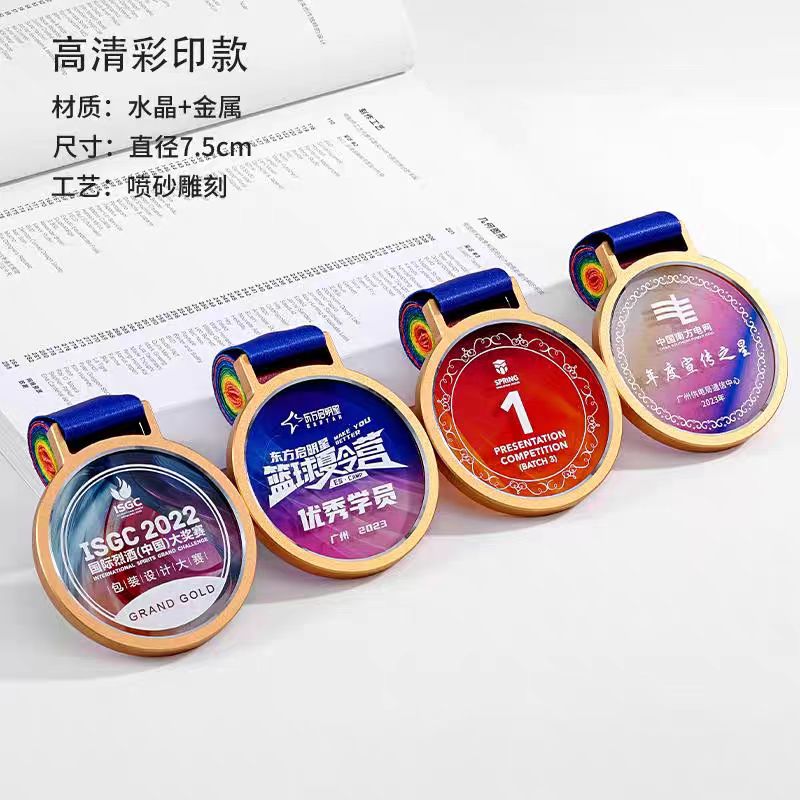 彩虹带水晶圆形奖牌（炫彩款）(图14)